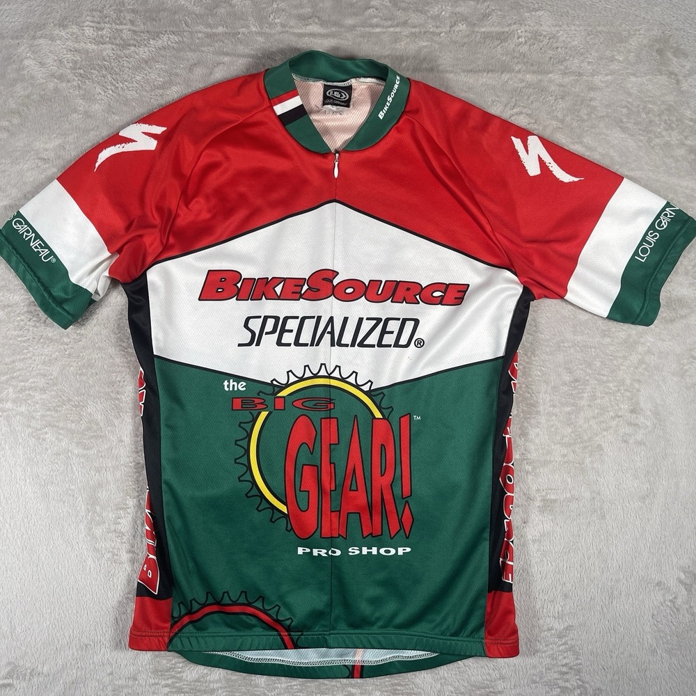 Louis Garneau Cycling Jersey Adult Large Red Cliff Bar 1/2 Zip Short Sleeve‎